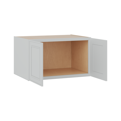 30" Wide Double Door 12", 15", 18", 21"& 24" Tall Bridge White Elegant Oak Shaker Wall Cabinet