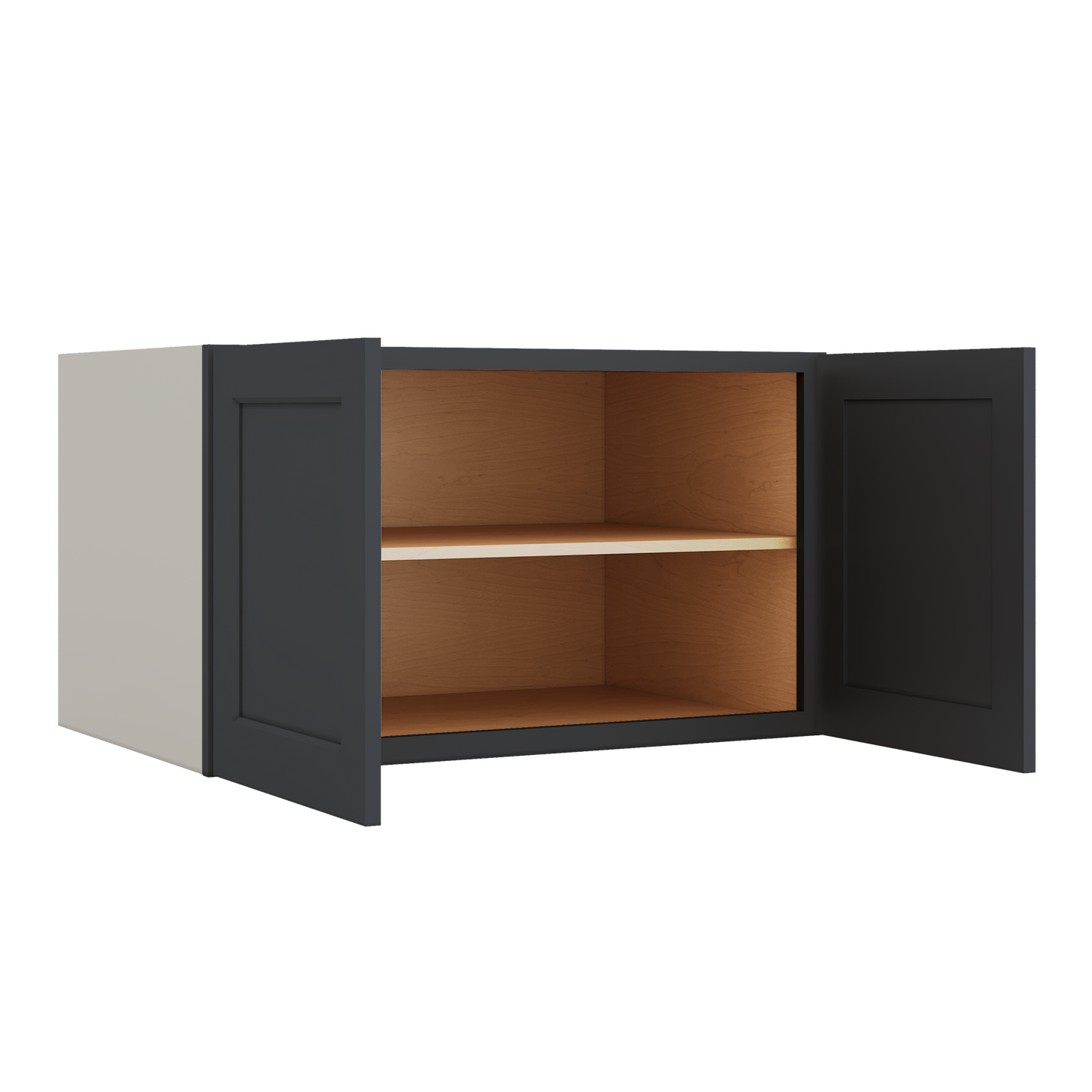36" Wide 24" Deep Upper 15HNS Hermosa Noir Black Shaker 1-1/4" Overlay Wall Cabinet - Double Door 12", 15", 18", 21", 24"