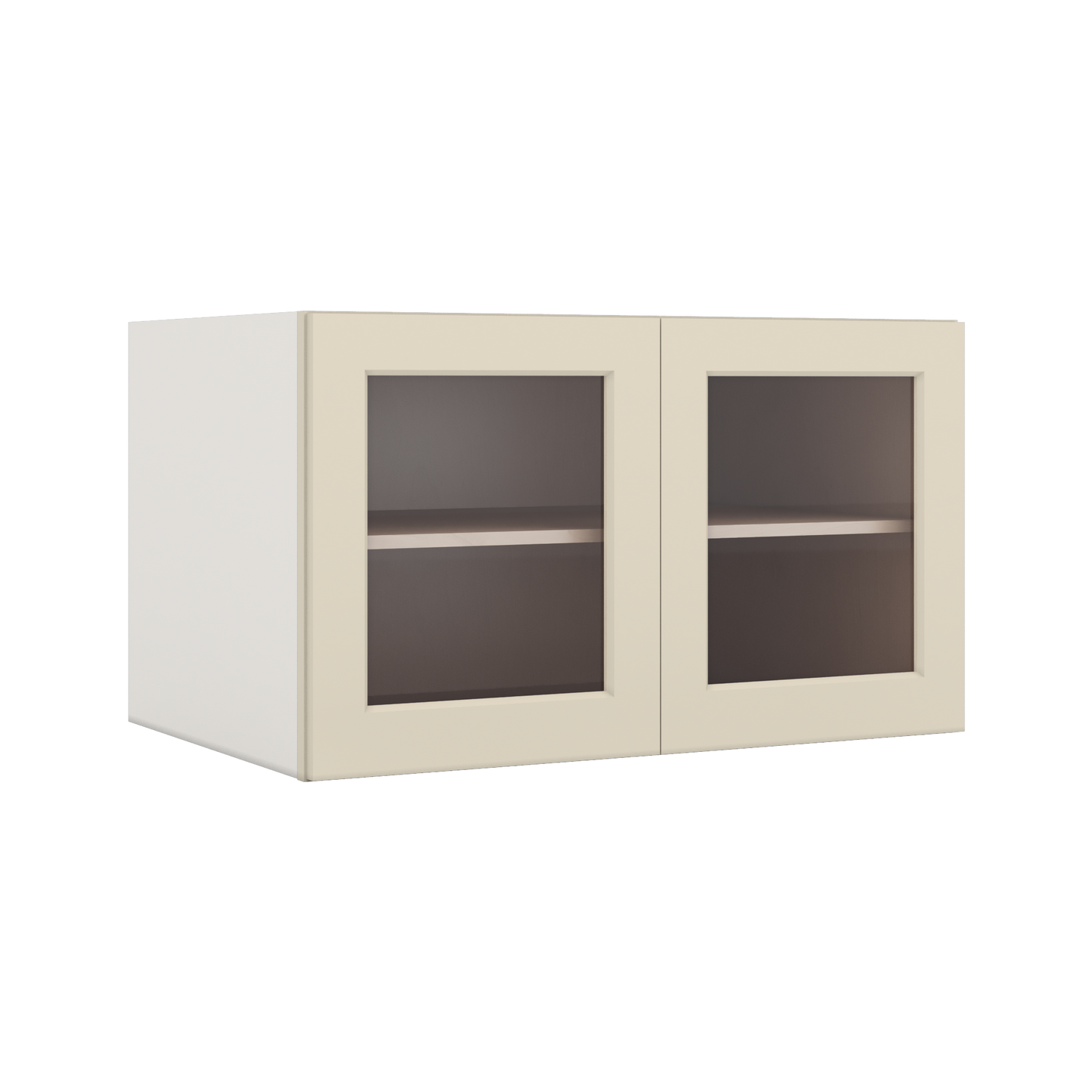36" Wide 24" Deep Upper Manhattan Cream Shaker 1-1/4" Overlay Glass Ready Wall Cabinet - Double Door 12", 15", 18", 21", 24"