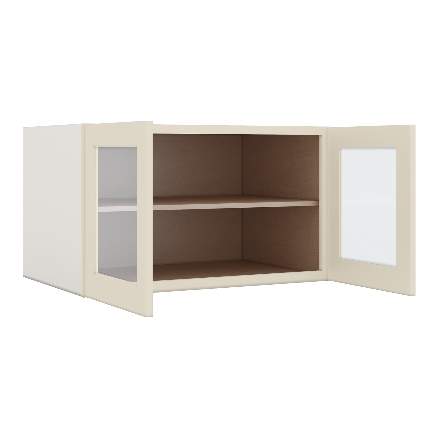 36" Wide 24" Deep Upper Manhattan Cream Shaker 1-1/4" Overlay Glass Ready Wall Cabinet - Double Door 12", 15", 18", 21", 24"