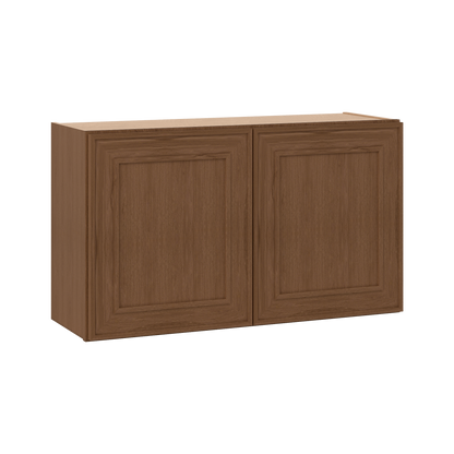 36" Wide Double Door 12", 15", 18", 21" & 24" Tall & 12" Deep Elegant Craftsman Mocha Shaker Wall Cabinet