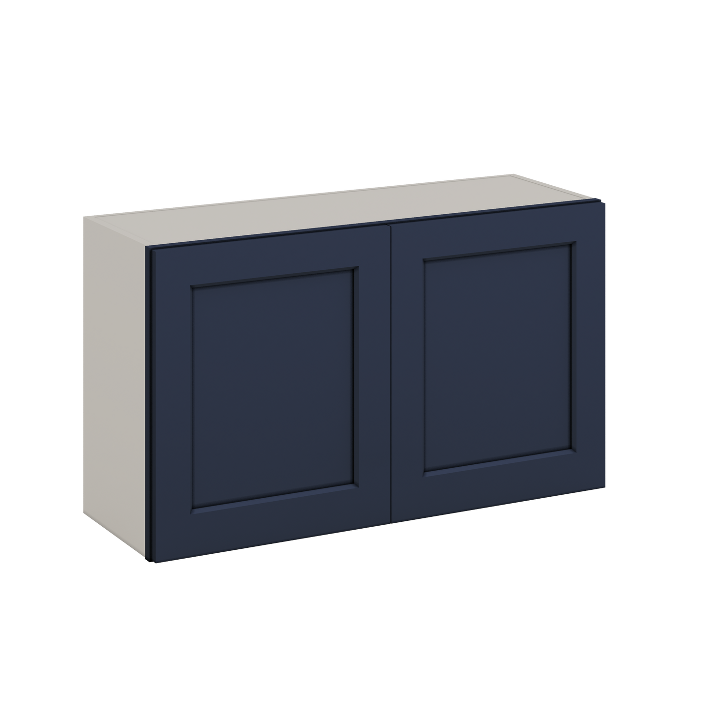 36" Wide by 12" Deep Bridge NB29 Naval Blue Shaker 1-1/4"Overlay Wall Cabinet - Double Door 12", 15", 18", 21", 24" Tall
