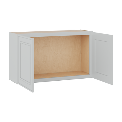 36" Wide Double Door 12", 15", 18", 21" & 24" Tall & 12" Deep White Elegant Oak Craftsman Shaker Wall Cabinet