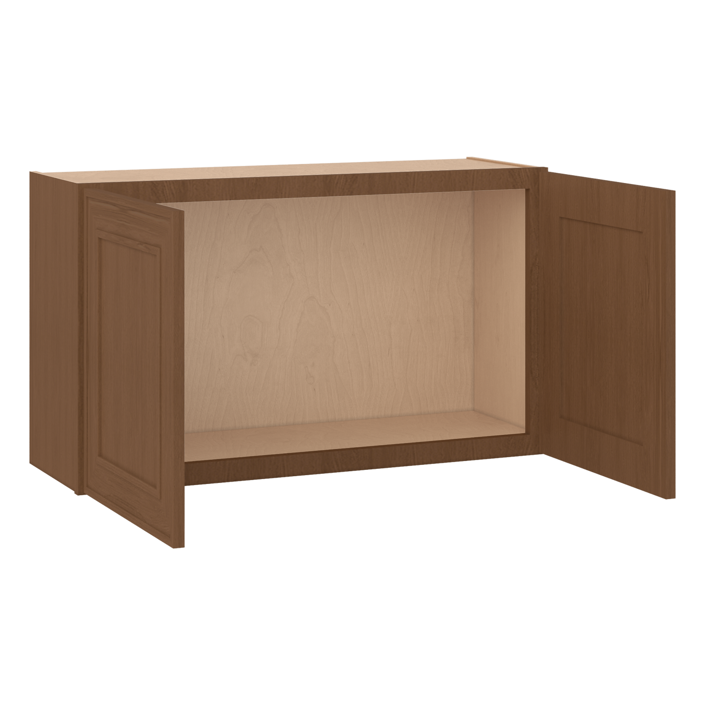 36" Wide Double Door 12", 15", 18", 21" & 24" Tall & 12" Deep Elegant Craftsman Mocha Shaker Wall Cabinet