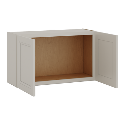36" Wide by 12" Deep Bridge 27LGDS Laguna Gray Double Shaker Wall Cabinet - Double Door 12", 15", 18", 21", 24" Tall