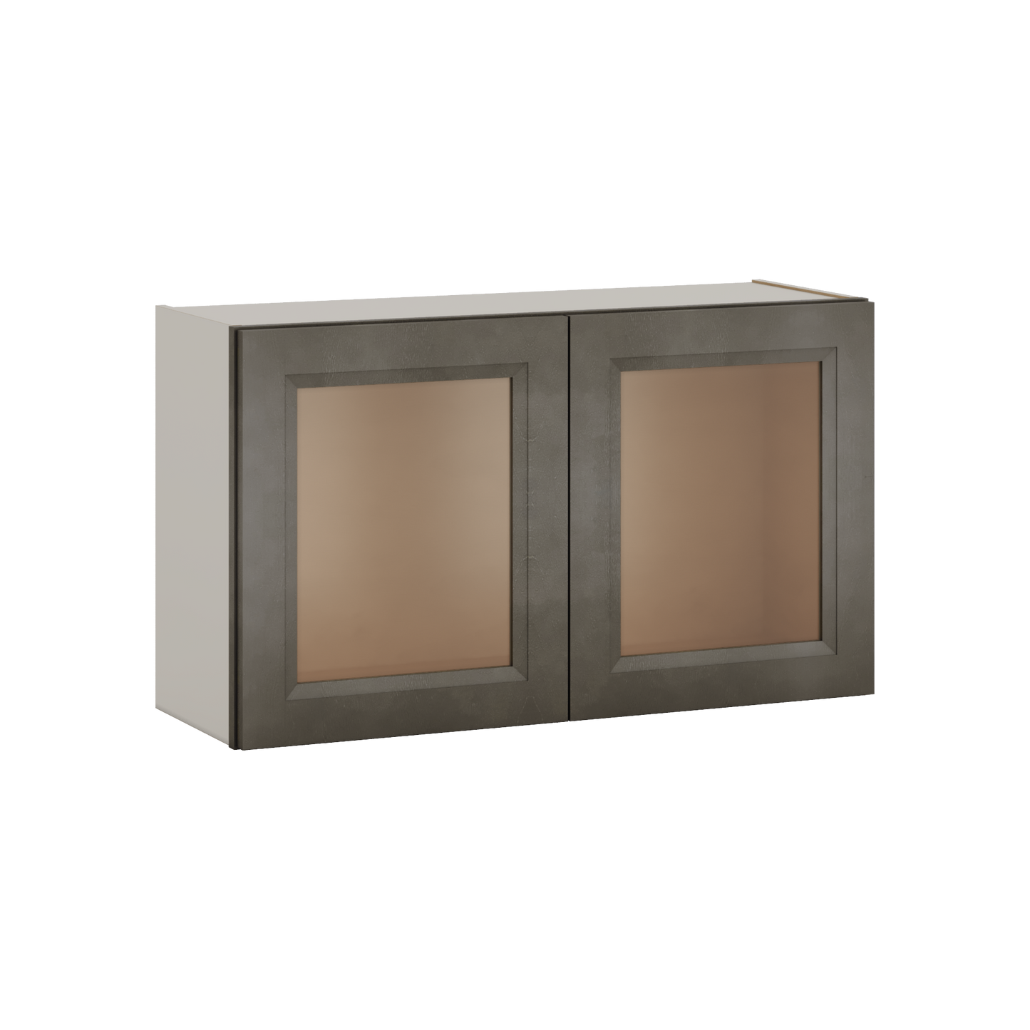 36" Wide by 12" Deep Bridge Huntington Cinder Double Shaker Glass Ready Wall Cabinet - Double Door 12", 15", 18", 21", 24" Tall