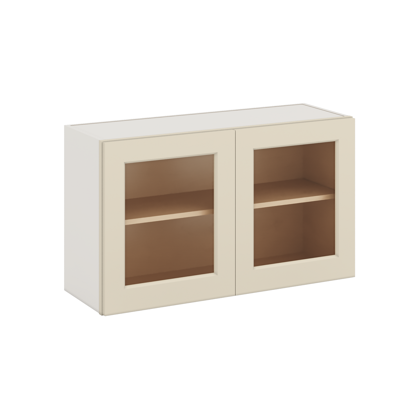 36" Wide by 12" Deep Bridge Manhattan Cream Shaker 1-1/4"Overlay Glass Ready Wall Cabinet - Double Door 12", 15", 18", 21", 24" Tall
