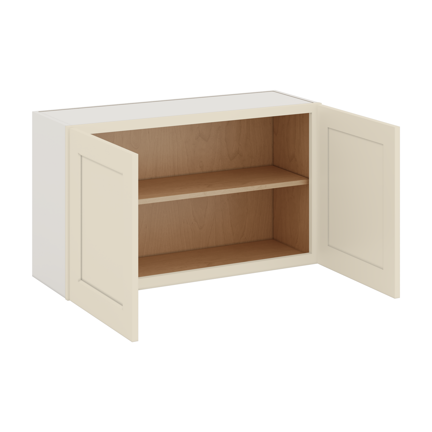 36" Wide by 12" Deep Bridge Manhattan Cream Shaker 1-1/4"Overlay Wall Cabinet - Double Door 12", 15", 18", 21", 24" Tall