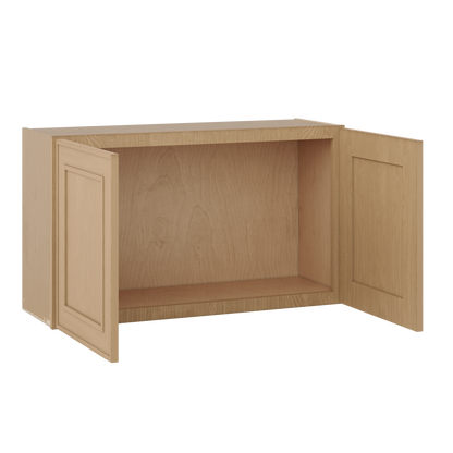 36" Wide Double Door 12", 15", 18", 21" & 24" Tall & 12" Deep Elegant Oak Craftsman Shaker Wall Cabinet