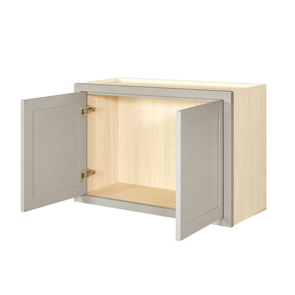 36" Wide Bridge Tuscan Gray Inset Shaker Wall Cabinet - Double Door 12", 15", 18", 21" & 24" Tall