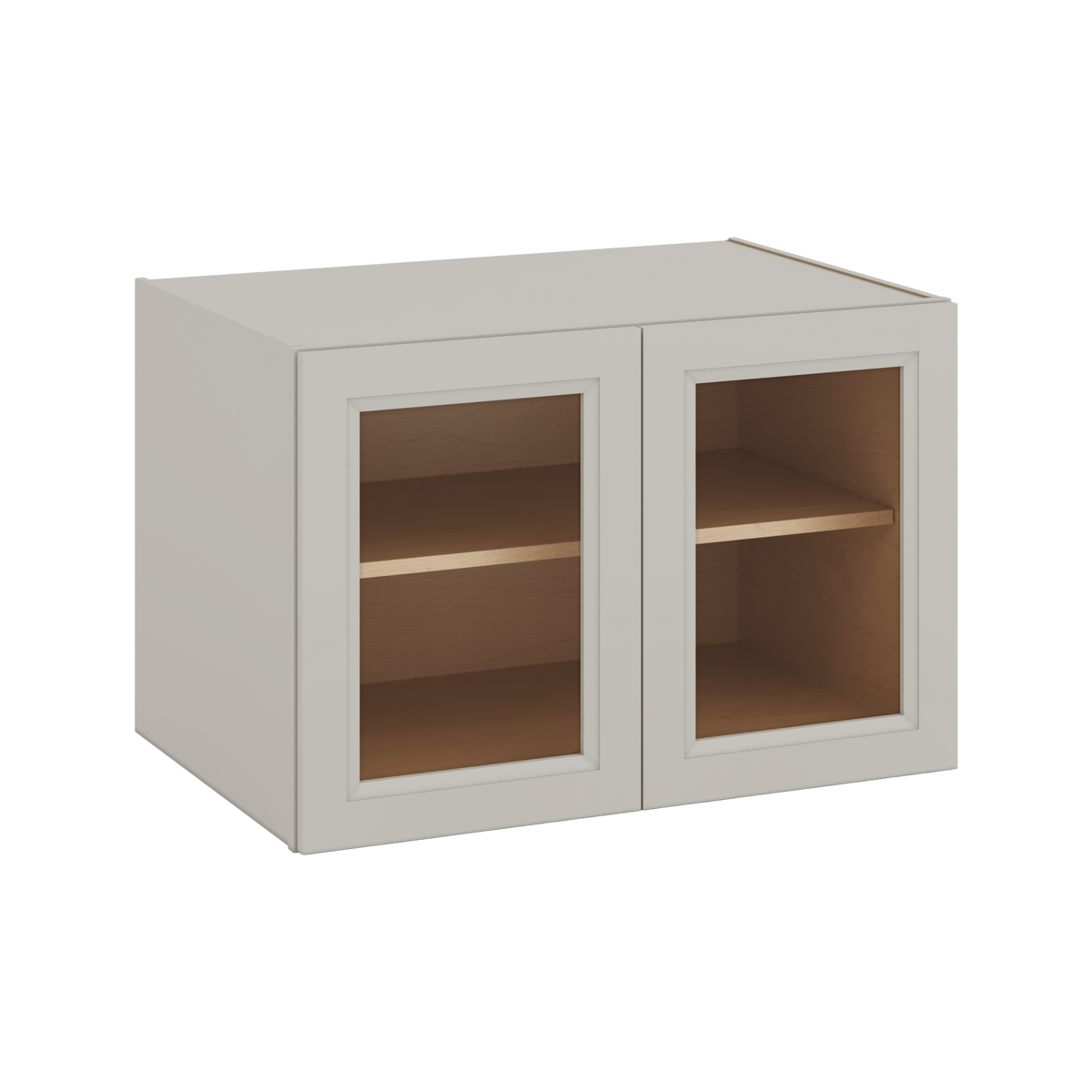 36" Wide 24" Deep Upper 27LGDS Laguna Gray Double Shaker Glass Ready Wall Cabinet - Double Door 12", 15", 18", 21", 24"