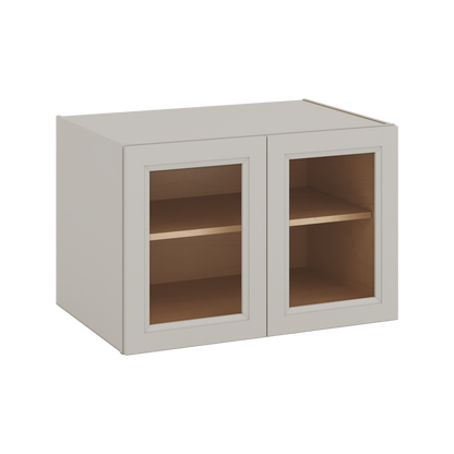 36" Wide 24" Deep Upper 27LGDS Laguna Gray Double Shaker Glass Ready Wall Cabinet - Double Door 12", 15", 18", 21", 24"