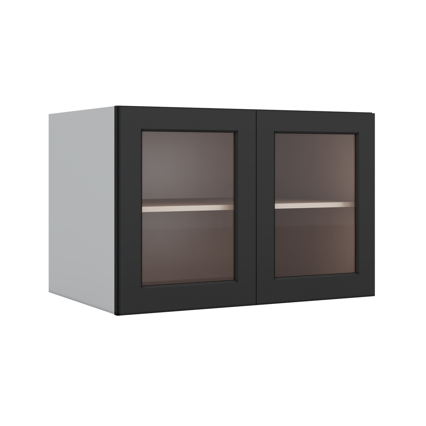36" Wide 24" Deep Upper 15HNS Hermosa Noir Black Shaker 1-1/4" Overlay Glass Ready Wall Cabinet - Double Door 12", 15", 18", 21", 24"