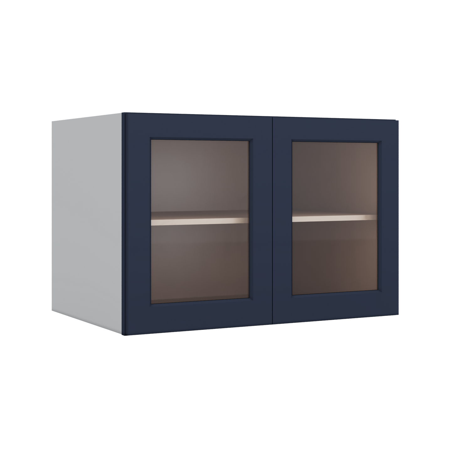 36" Wide 24" Deep Upper NB29 Naval Blue Shaker 1-1/4" Overlay Glass Ready Wall Cabinet - Double Door 12", 15", 18", 21", 24"