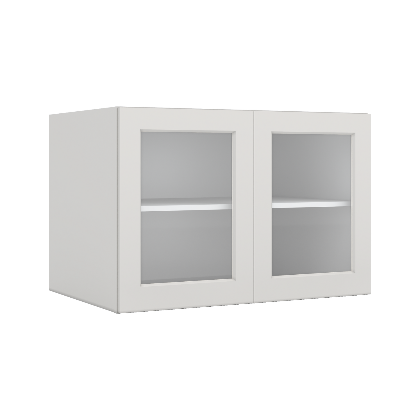 36" Wide 24" Deep Upper 2WS White Shaker 1-1/4" Overlay Glass Ready Wall Cabinet - Double Door 12", 15", 18", 21", 24"