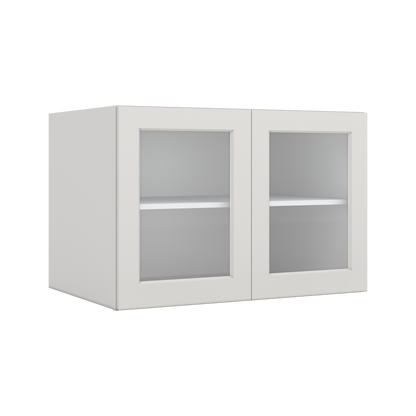 36" Wide 24" Deep Upper 2WS White Shaker 1-1/4" Overlay Glass Ready Wall Cabinet - Double Door 12", 15", 18", 21", 24"