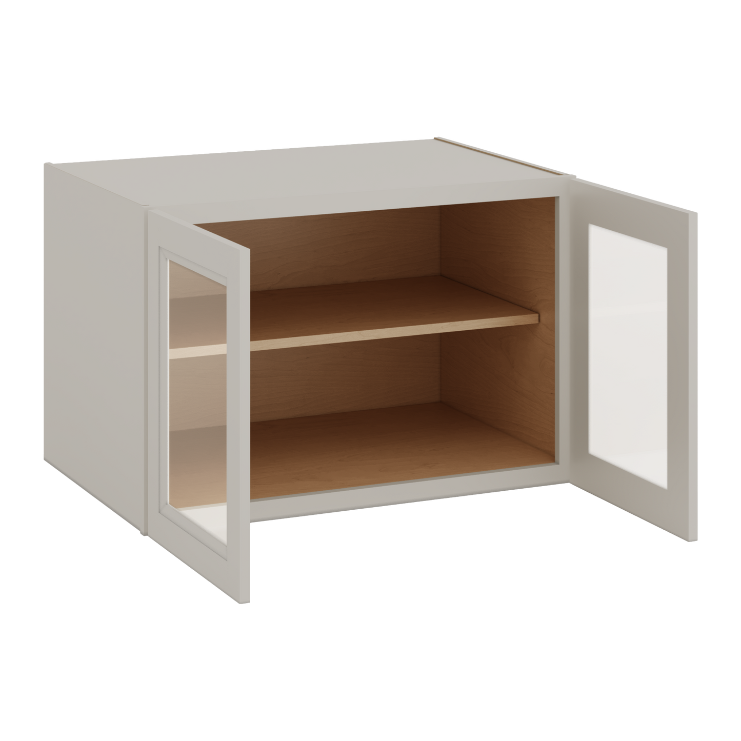 36" Wide 24" Deep Upper 27LGDS Laguna Gray Double Shaker Glass Ready Wall Cabinet - Double Door 12", 15", 18", 21", 24"