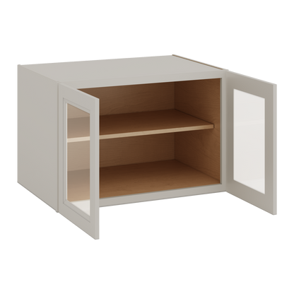 36" Wide 24" Deep Upper 27LGDS Laguna Gray Double Shaker Glass Ready Wall Cabinet - Double Door 12", 15", 18", 21", 24"