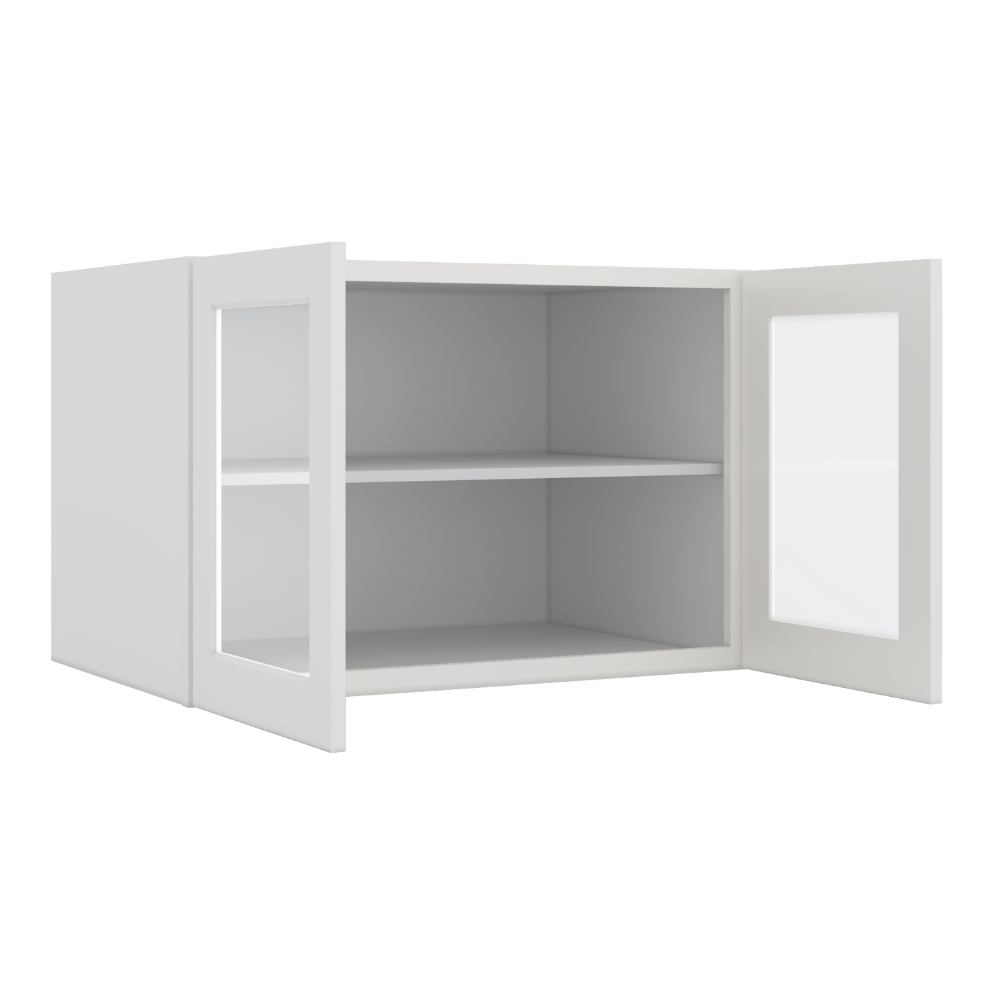 36" Wide 24" Deep Upper 2WS White Shaker 1-1/4" Overlay Glass Ready Wall Cabinet - Double Door 12", 15", 18", 21", 24"