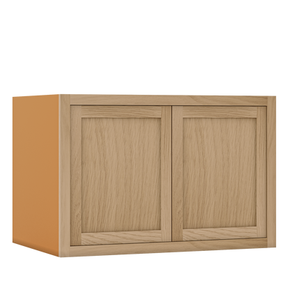 31.5" W 24" D Wall Oven Wall Cabinet  - 12", 15", 18", 21" & 24" Tall White Oak Inset Shaker