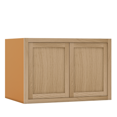 36" W 24" D Custom Oak Inset Shaker Refrigerator Wall Cabinet - 12", 15", 18", 21" & 24" Tall