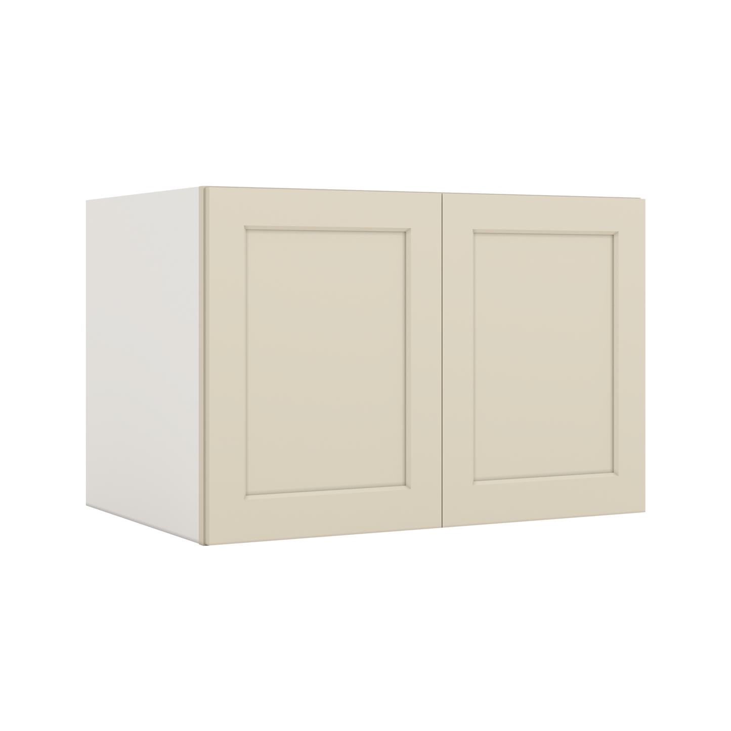 36" Wide 24" Deep Upper Manhattan Cream Shaker 1-1/4" Overlay Wall Cabinet - Double Door 12", 15", 18", 21", 24"