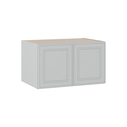 30" Wide Double Door 12", 15", 18", 21"& 24" Tall Bridge White Elegant Oak Shaker Wall Cabinet