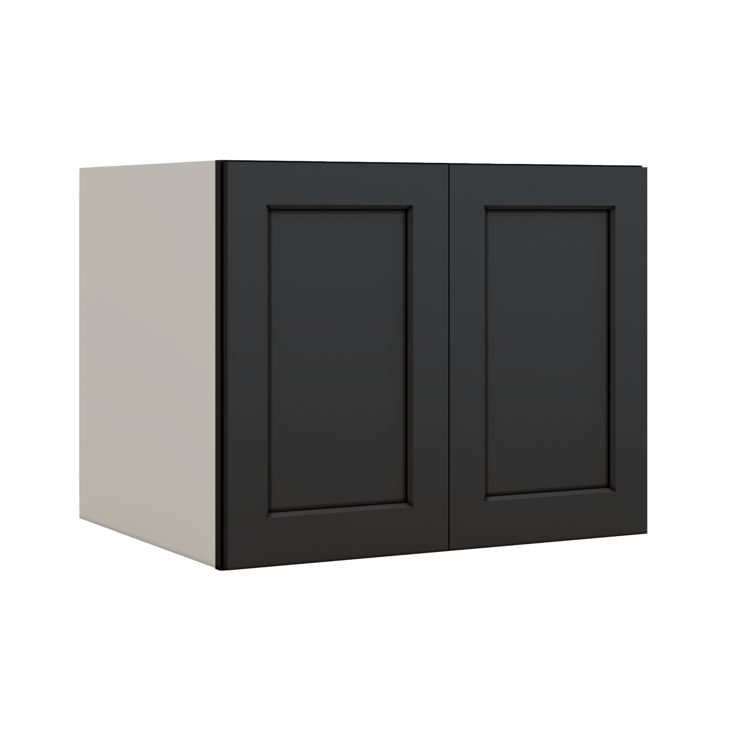 30" Wide 24" Deep Bridge 15HNS Hermosa Noir Black Shaker 1-1/4" Overlay Wall Cabinet - Double Door 12", 15", 18", 21" & 24" Tall
