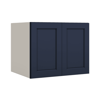 30" Wide 24" Deep Bridge NB29- Naval Blue Shaker 1-1/4" Overlay Wall Cabinet - Double Door 12", 15", 18", 21" & 24" Tall