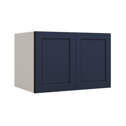 36" Wide 24" Deep Upper NB29 Naval Blue Shaker 1-1/4" Overlay Wall Cabinet - Double Door 12", 15", 18", 21", 24"