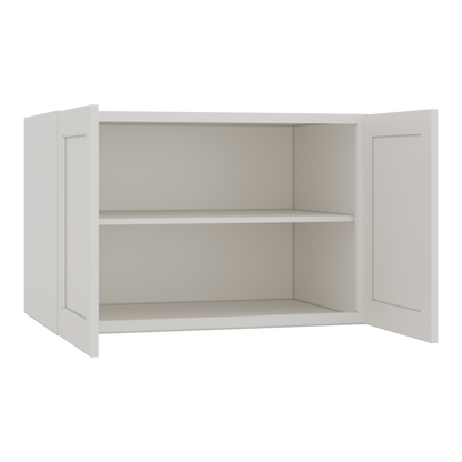 36" Wide 24" Deep Upper ICE White Shaker 1-1/4" Overlay Wall Cabinet - Double Door 12", 15", 18", 21", 24" CWS/CWB