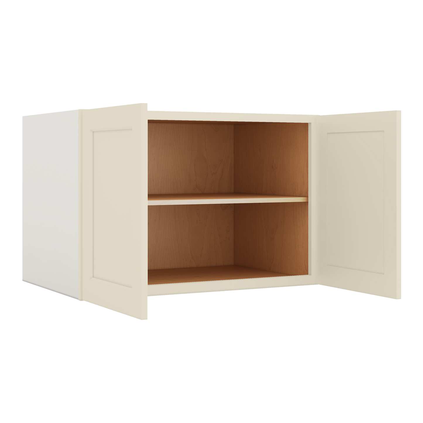 36" Wide 24" Deep Upper Manhattan Cream Shaker 1-1/4" Overlay Wall Cabinet - Double Door 12", 15", 18", 21", 24"