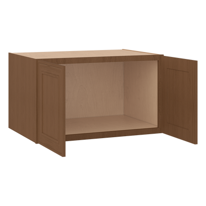 36" Wide 24" Deep 12", 15", 18", 21" & 24" Tall Mocha Elegant Oak Shaker Refrigerator Wall Cabinet