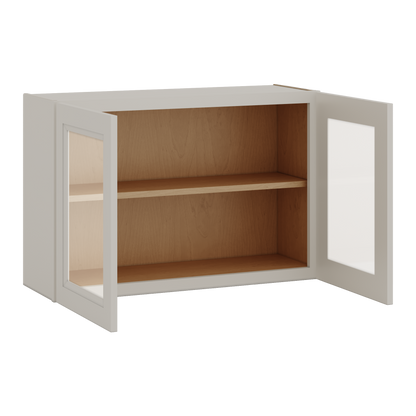 36" Wide by 12" Deep Bridge 27LGDS Laguna Gray Double Shaker Glass Ready Wall Cabinet - Double Door 12", 15", 18", 21", 24" Tall