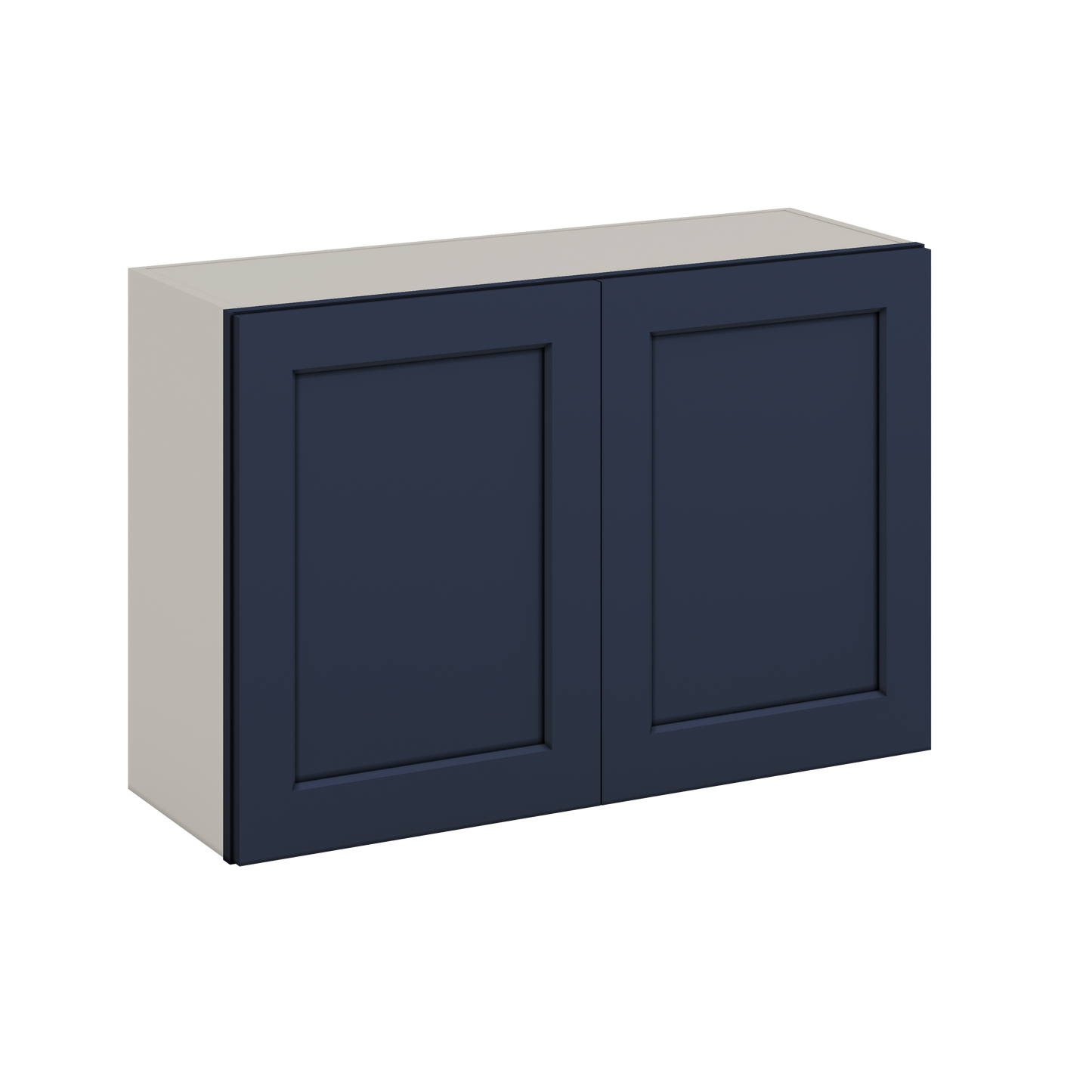 36" Wide by 12" Deep Bridge NB29 Naval Blue Shaker 1-1/4"Overlay Wall Cabinet - Double Door 12", 15", 18", 21", 24" Tall