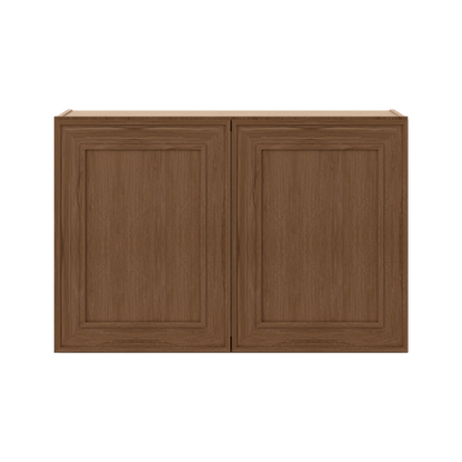 36" Wide Double Door 12", 15", 18", 21" & 24" Tall & 12" Deep Elegant Craftsman Mocha Shaker Wall Cabinet