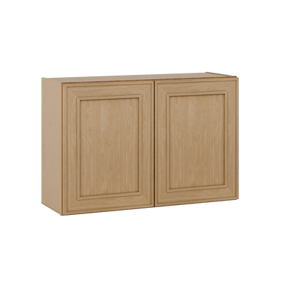 36" Wide Double Door 12", 15", 18", 21" & 24" Tall & 12" Deep Elegant Oak Craftsman Shaker Wall Cabinet