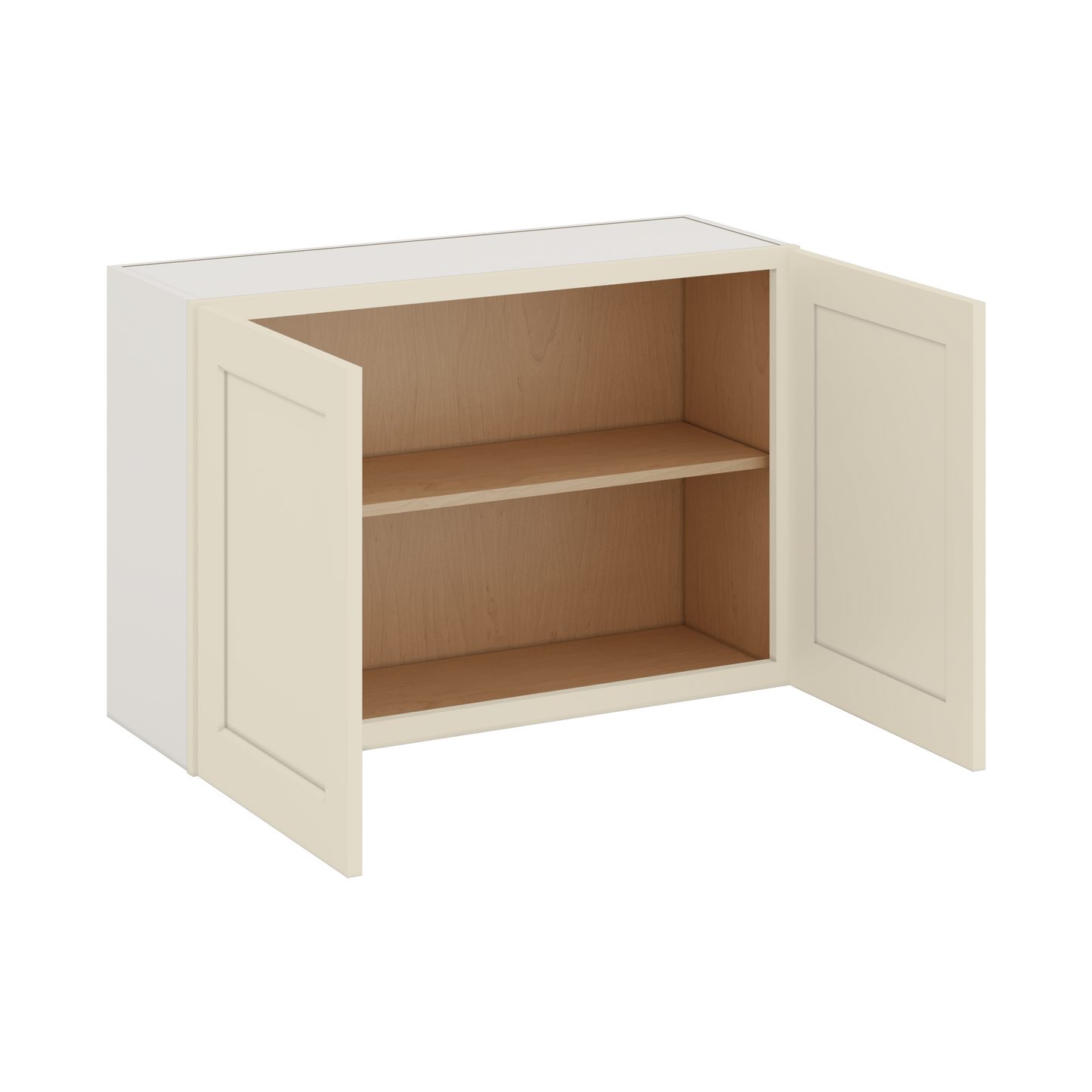 36" Wide by 12" Deep Bridge Manhattan Cream Shaker 1-1/4"Overlay Wall Cabinet - Double Door 12", 15", 18", 21", 24" Tall