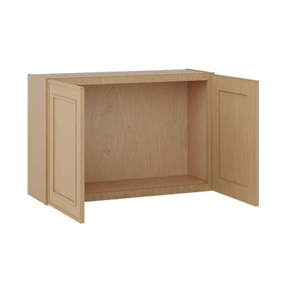 36" Wide Double Door 12", 15", 18", 21" & 24" Tall & 12" Deep Elegant Oak Craftsman Shaker Wall Cabinet