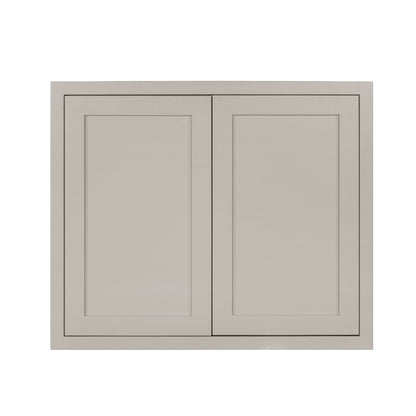 30" Tall Tuscan Gray Inset Shaker Wall Cabinet - Double Door 24", 27", 30", 33" & 36"