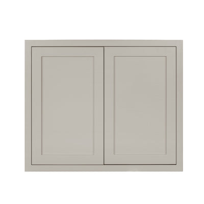 30" Tall Tuscan Gray Inset Shaker Wall Cabinet - Double Door 24", 27", 30", 33" & 36"