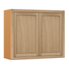 30" Tall White Oak Inset Shaker Wall Cabinet - Double Door 24", 27", 30", 33" & 36"