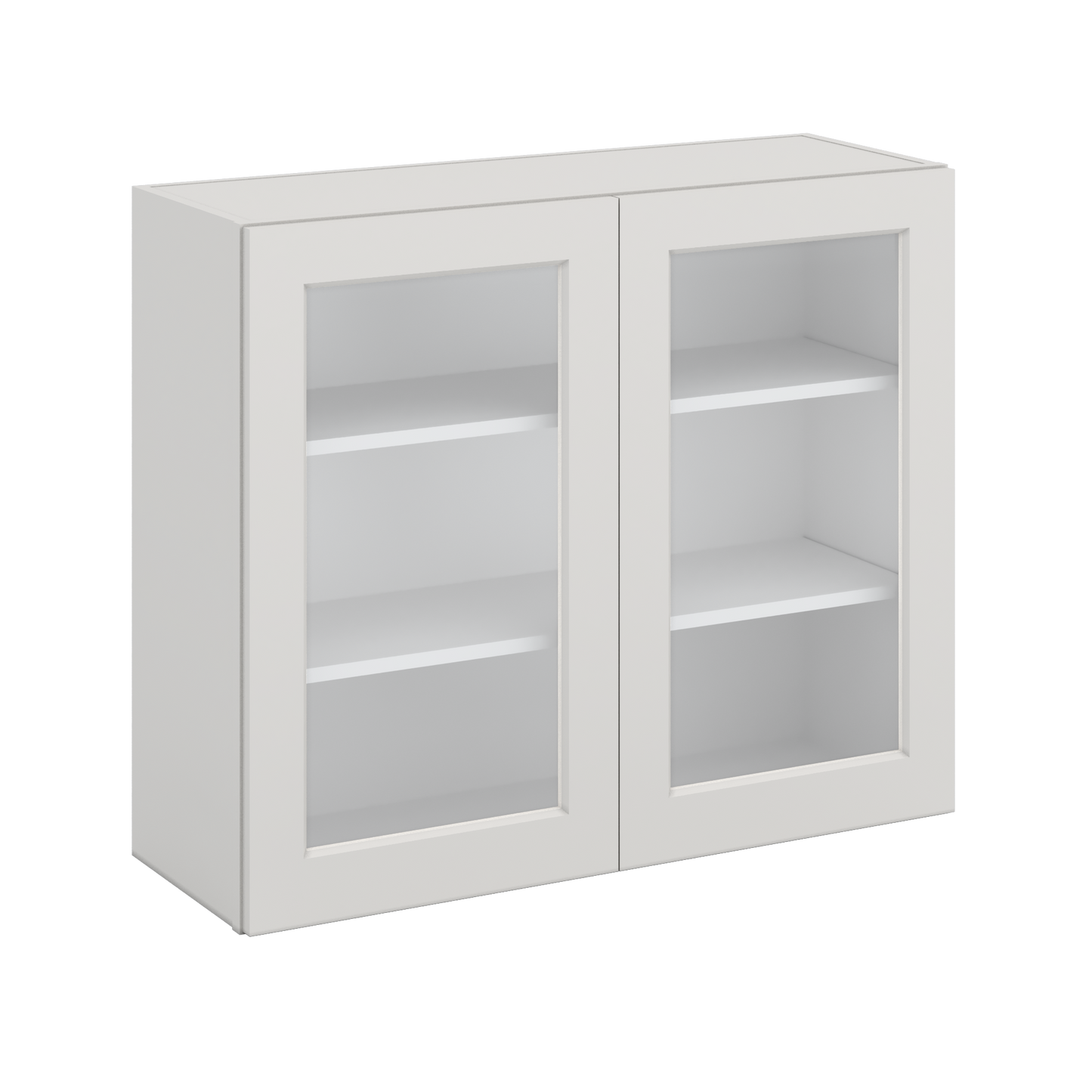30" Tall 2WS White Shaker 1-1/4" Overlay Glass Ready Wall Cabinet - Double Door 24", 27", 30", 33" & 36" Wide
