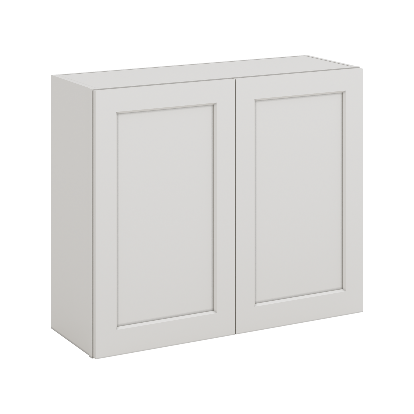 30" Tall 2WS White Shaker 1-1/4" Overlay Wall Cabinet - Double Door 24", 27", 30", 33" & 36" Wide