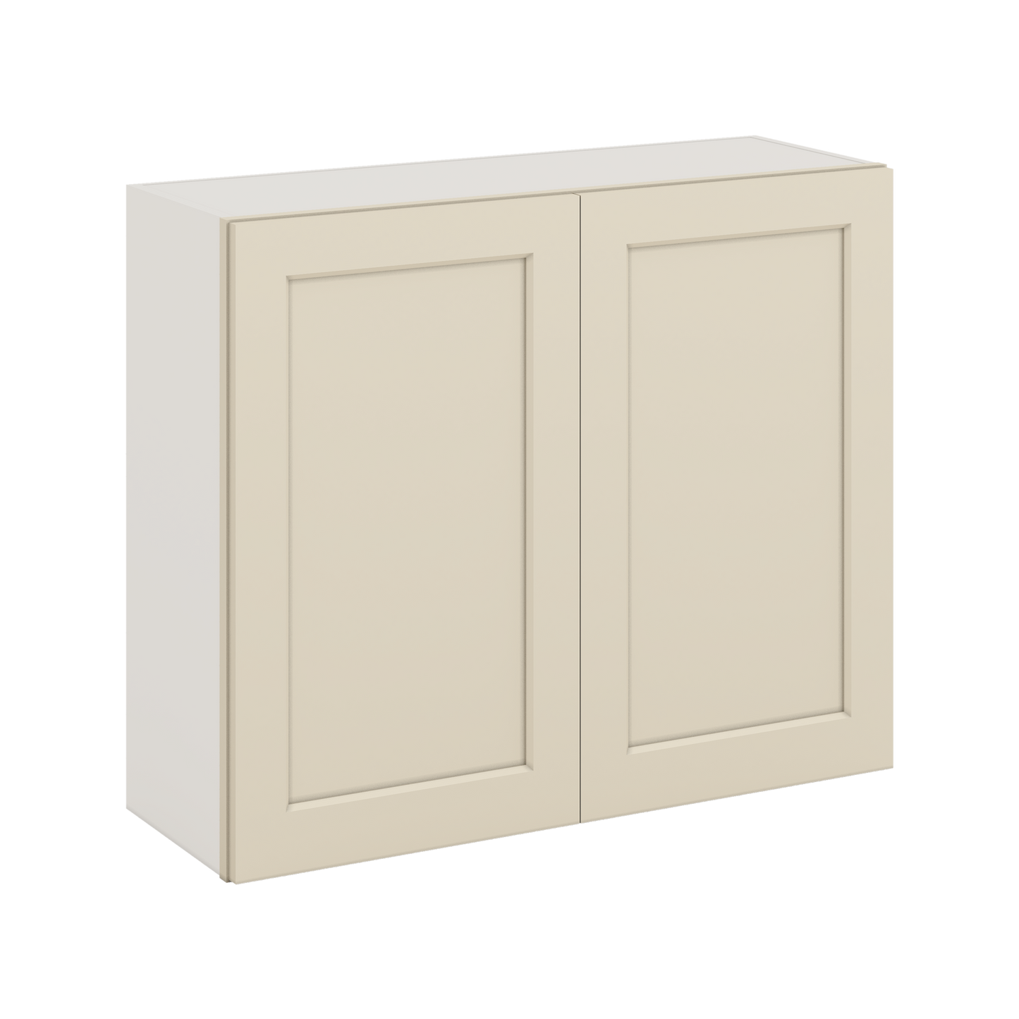 30" Tall Manhattan Cream Shaker 1-1/4" Overlay Wall Cabinet - Double Door 24", 27", 30", 33" & 36" Wide