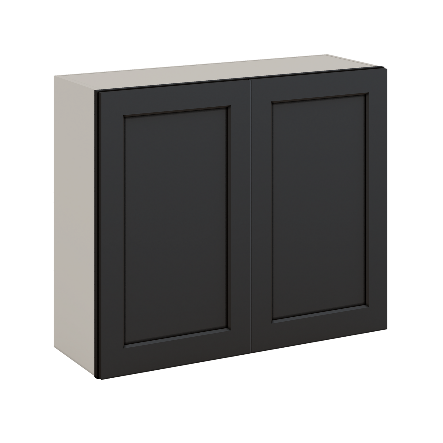 30" Tall 15HNS Hermosa Noir Black Shaker 1-1/4" Overlay Wall Cabinet - Double Door 24", 27", 30", 33" & 36" Wide