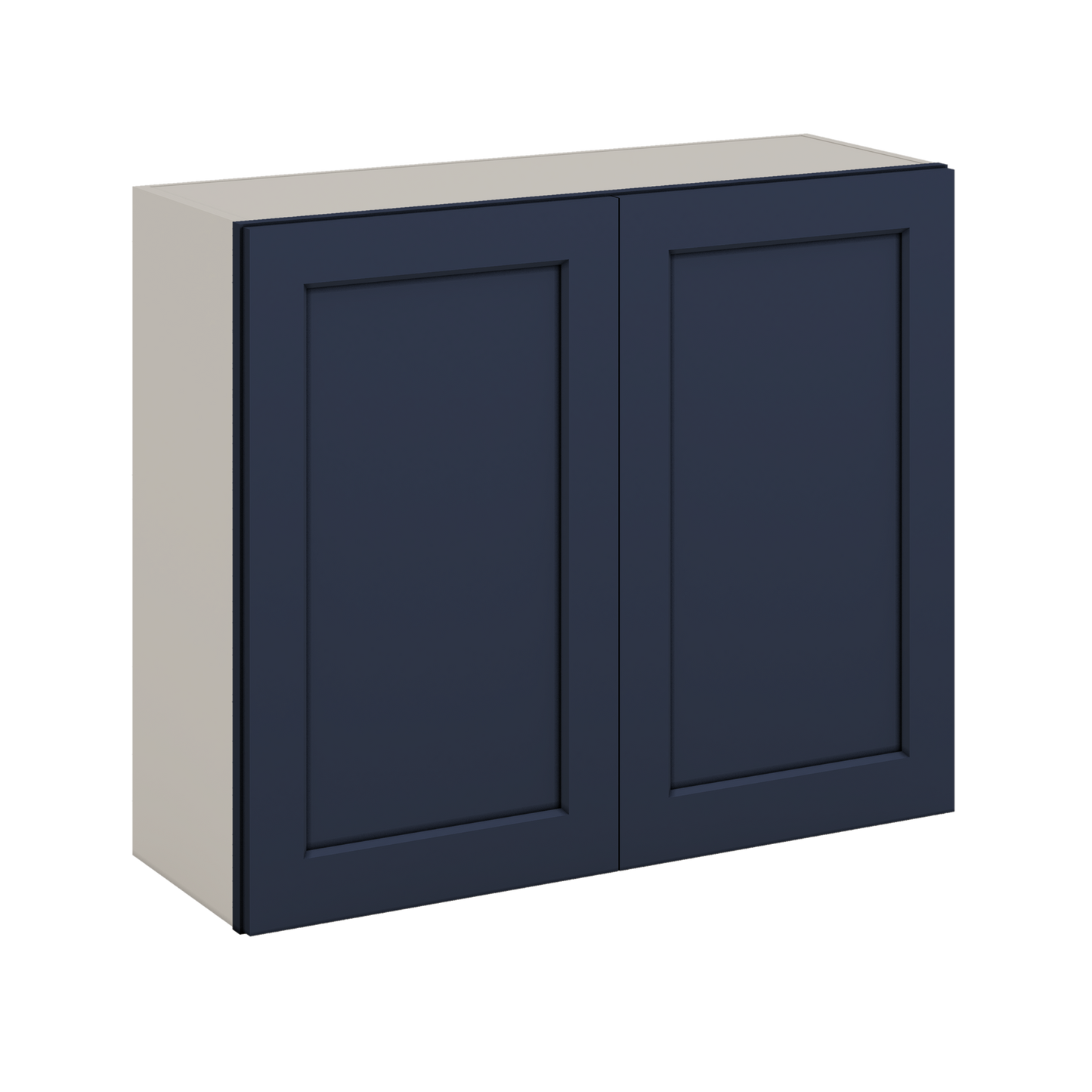 30" Tall NB29- Naval Blue Shaker 1-1/4" Overlay Wall Cabinet - Double Door 24", 27", 30", 33" & 36" 42" Wide