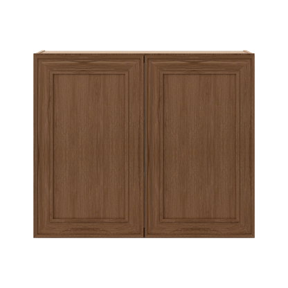 30" Tall Double Door 24", 27", 30", 33" & 36" Elegant Craftsman Mocha Shaker 1-1/4" Overlay Wall Cabinet