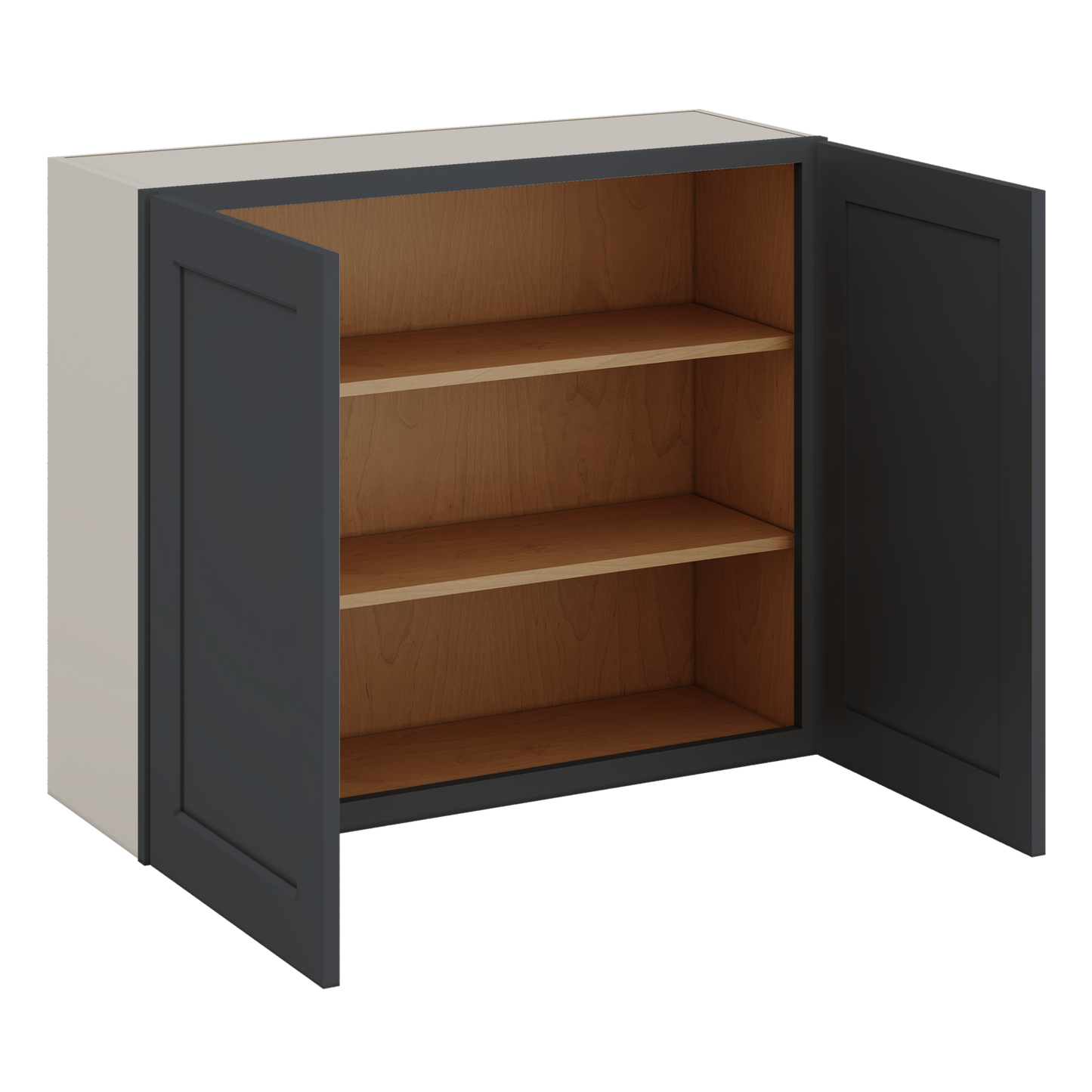 30" Tall 15HNS Hermosa Noir Black Shaker 1-1/4" Overlay Wall Cabinet - Double Door 24", 27", 30", 33" & 36" Wide