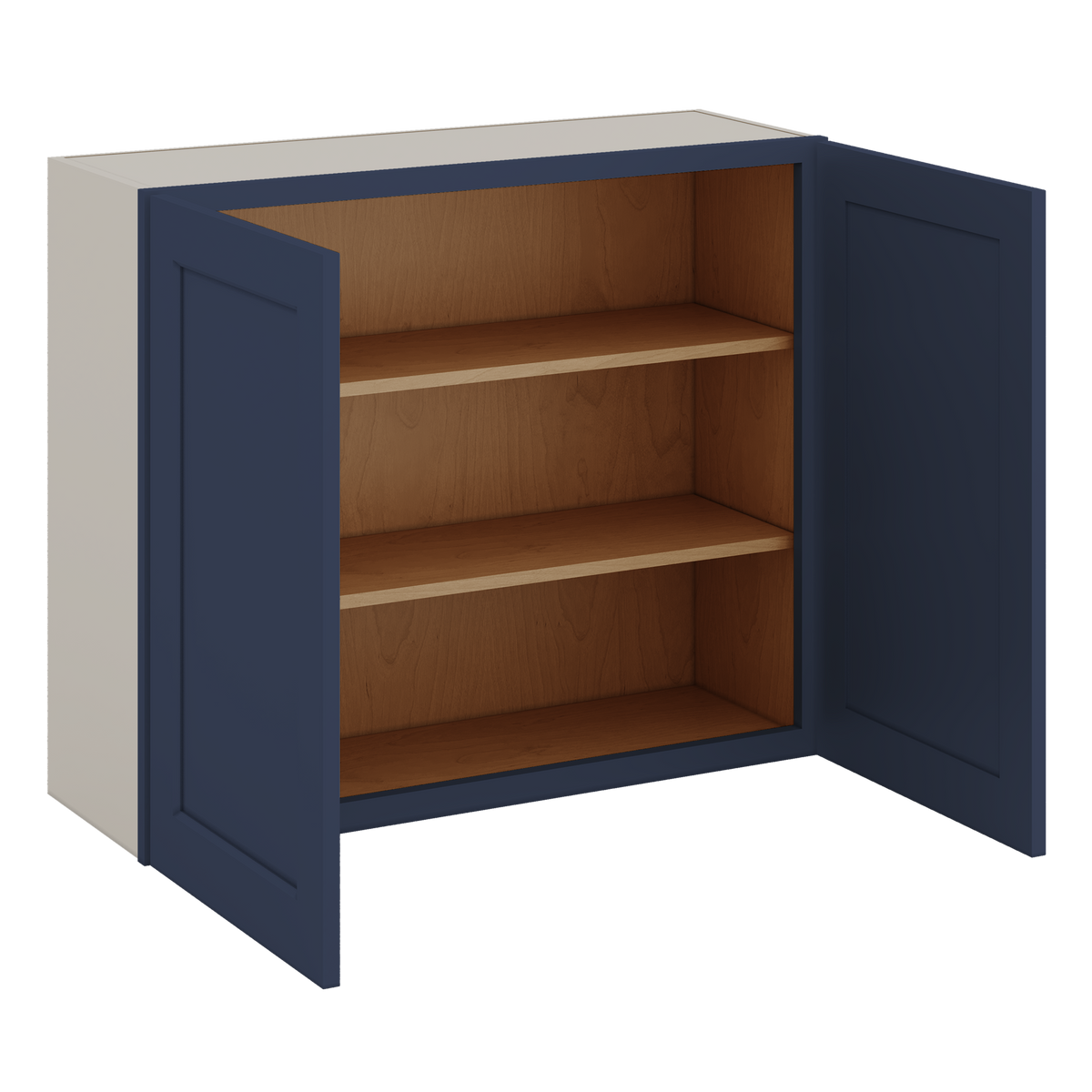30" Tall NB29- Naval Blue Shaker 1-1/4" Overlay Wall Cabinet - Double Door 24", 27", 30", 33" & 36" 42" Wide